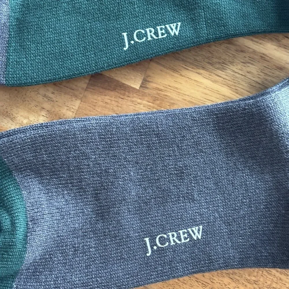J. Crew Lot Of 2 Dress Socks Dog Christmas Hat Embroidery Green Gray Holiday NWT